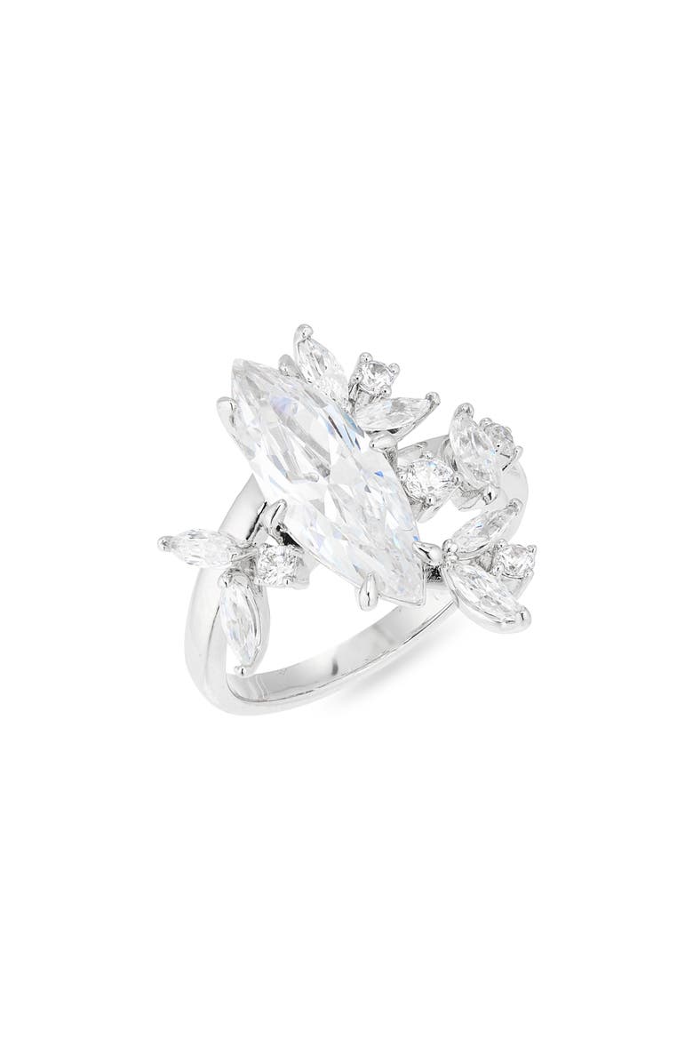 Cannes Cubic Zirconia Vine Ring, Main, color, RHODIUM