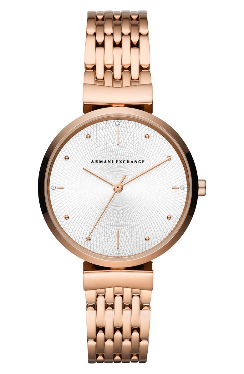 AX Armani Exchange T-Bar Three-Hand Bracelet Watch, 36mm, Main, color, Rose Gold