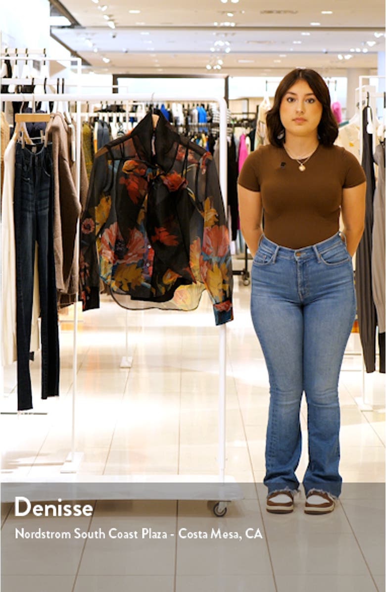 Maryn Floral Print Tie Neck Organza Shirt, sales video thumbnail