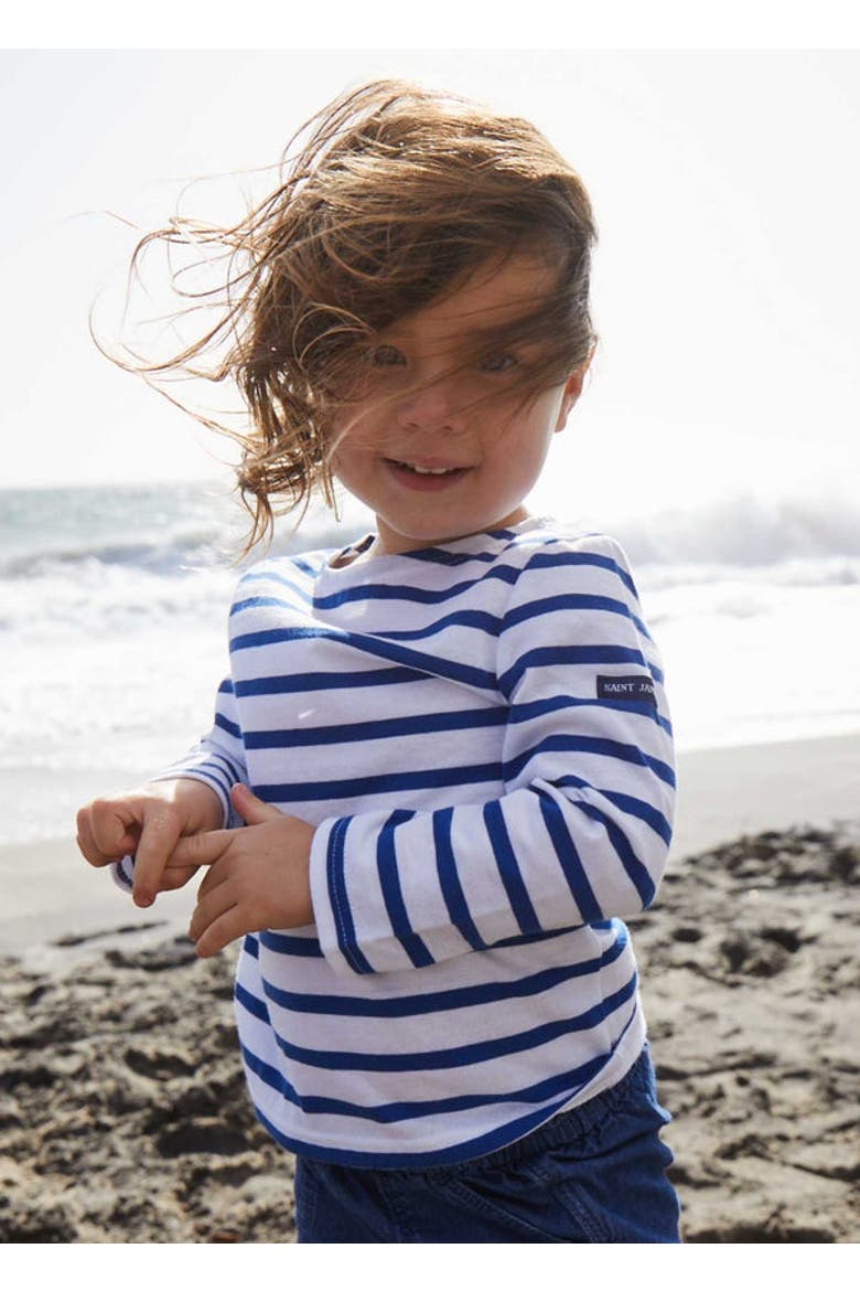 MINQUIERS KIDS - Authentic Breton Shirt for Kids, Main, color, white/royal blue