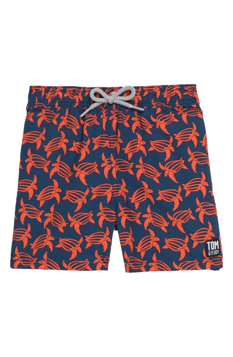 Tom & Teddy Turtle Swim Trunks, Main, color,