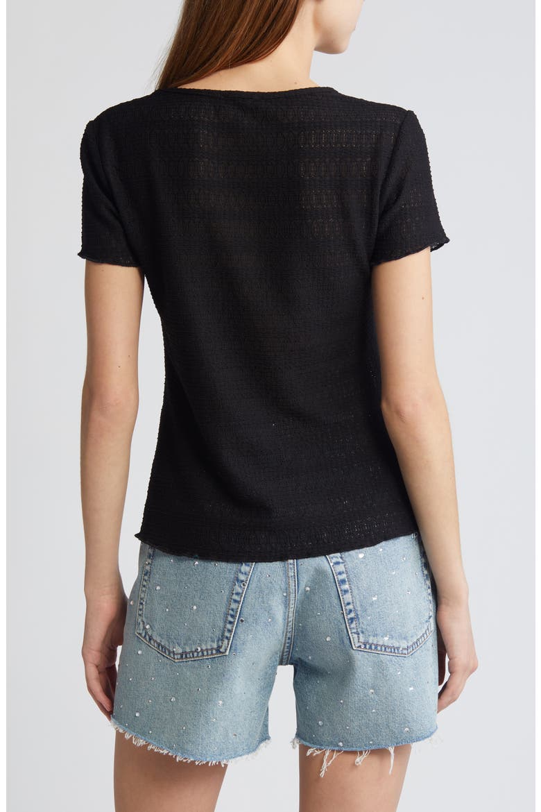 Julia Textured Scoop Neck T-Shirt, Alternate, color, BLACK