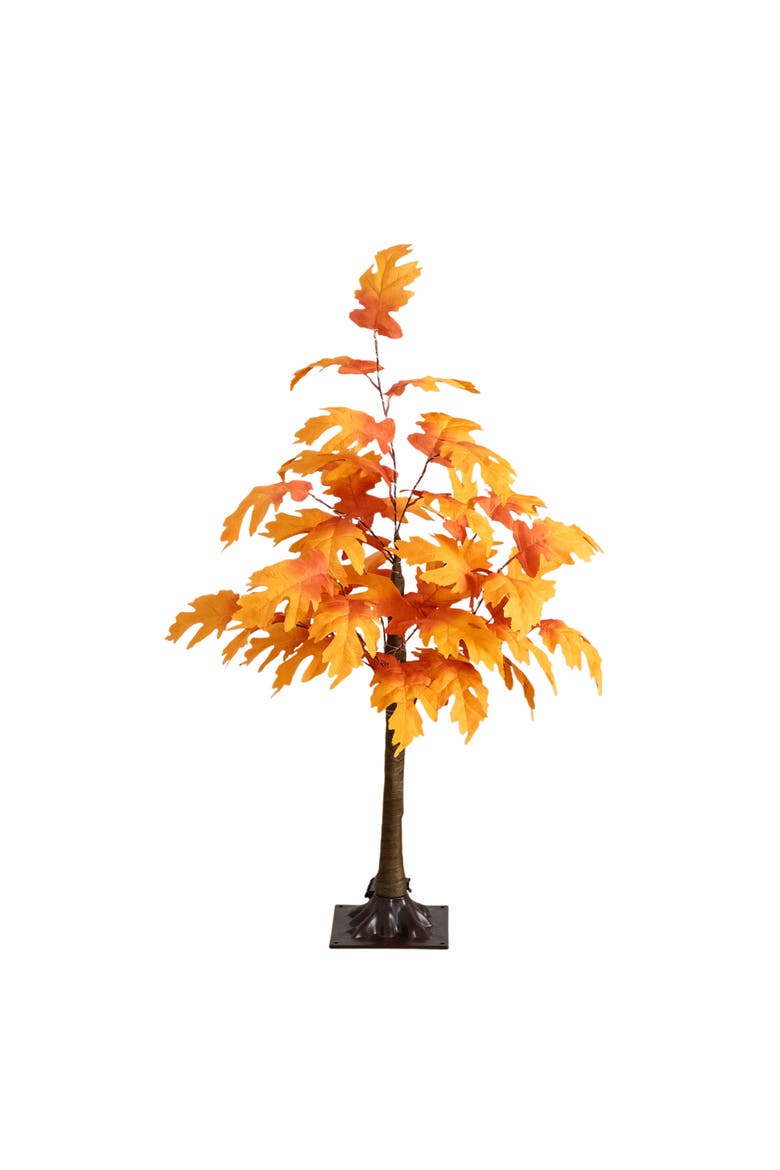 3-ft Pre-Lit Autumn Maple Artificial Fall Tree with 80 Warm White LED Lights, Main, color, Orange