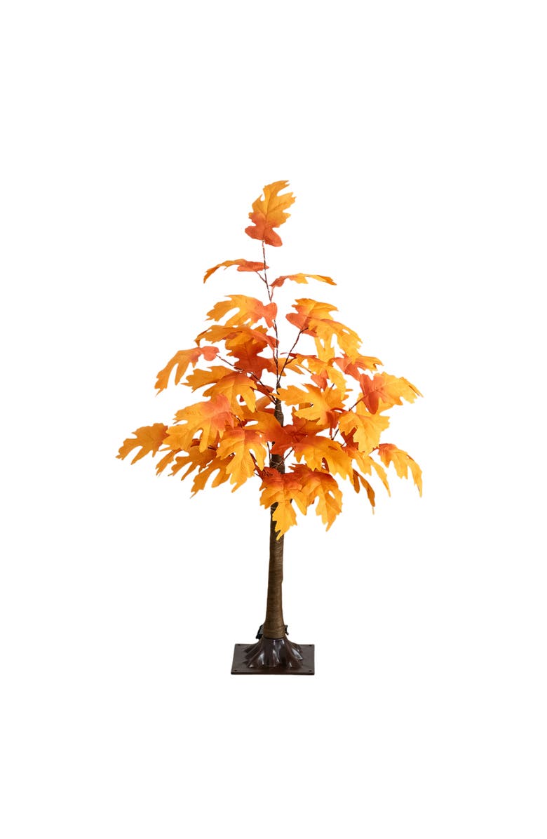 NEARLY NATURAL 3-ft Pre-Lit Autumn Maple Artificial Fall Tree with 80 Warm White LED Lights, Main, color, Orange