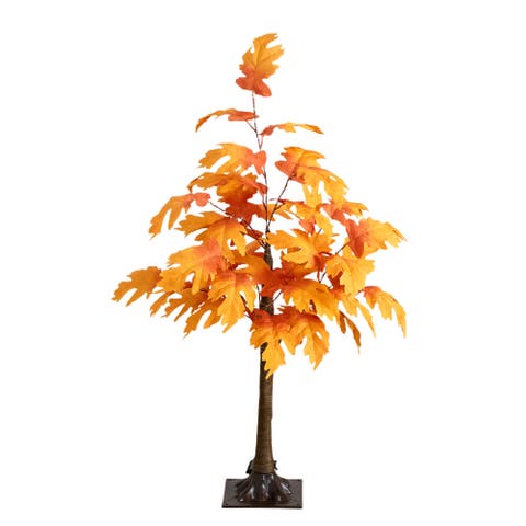 3-ft Pre-Lit Autumn Maple Artificial Fall Tree with 80 Warm White LED Lights