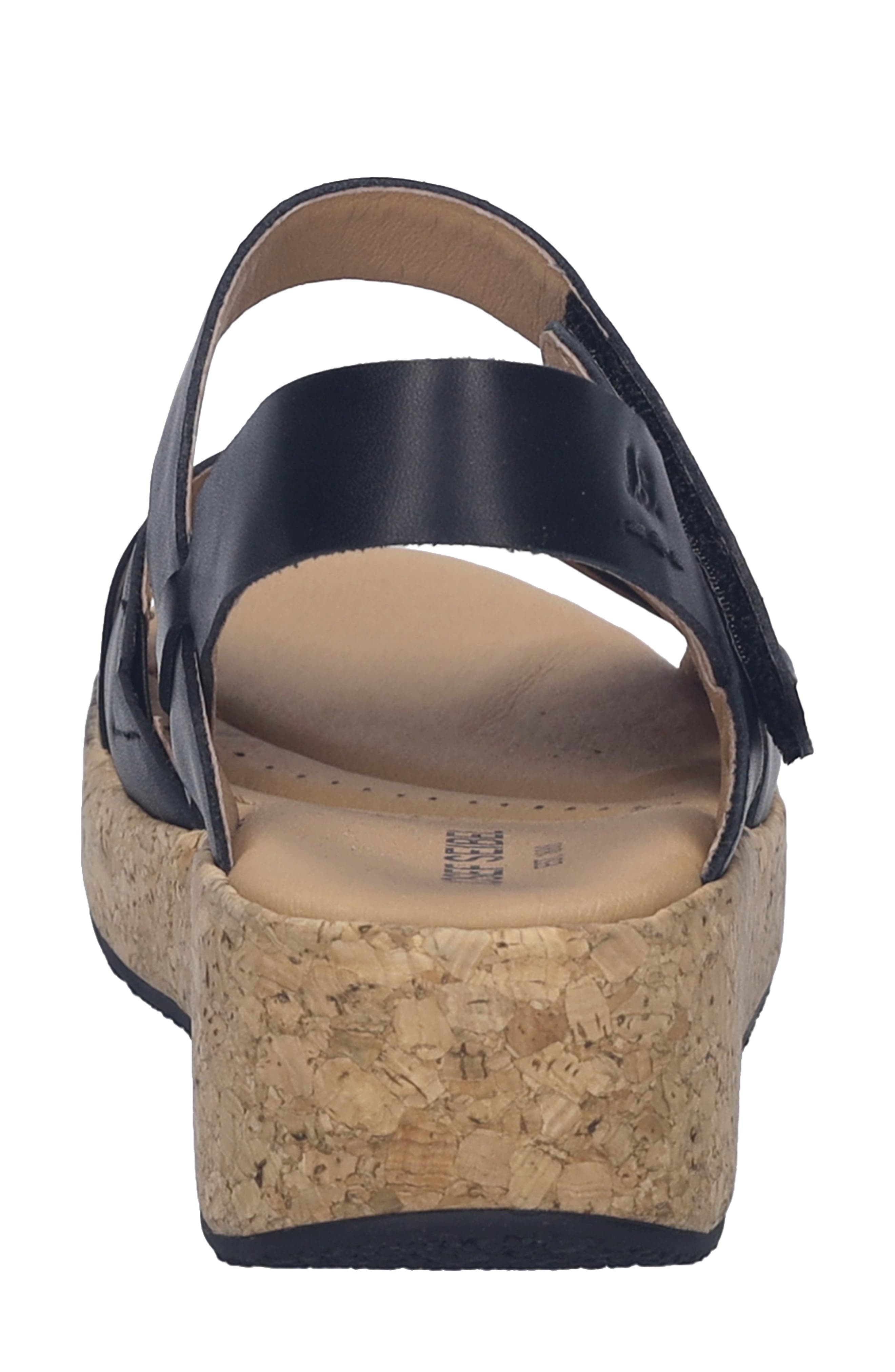 Josef Seibel Evita 03 Slingback Platform Wedge Sandal, Alternate, color, Black Leather