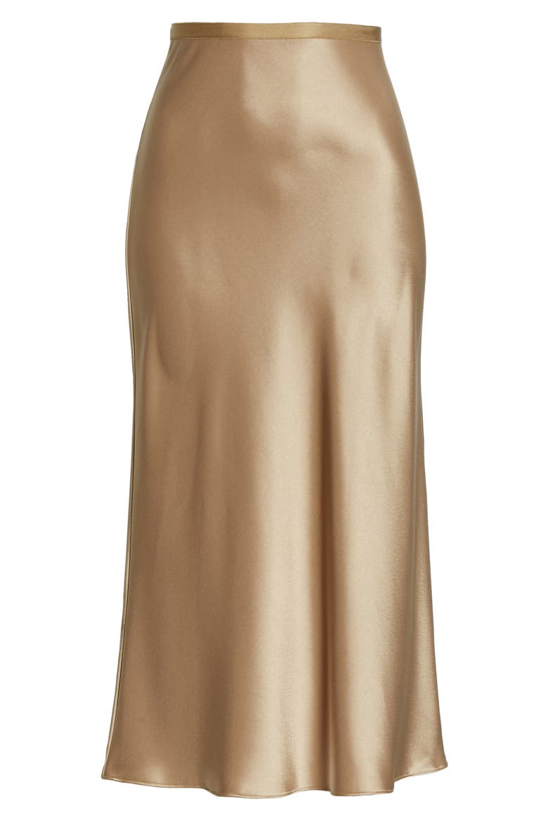 Amla Bias Cut Satin Midi Skirt, Alternate, color, MONTANA KHAKI