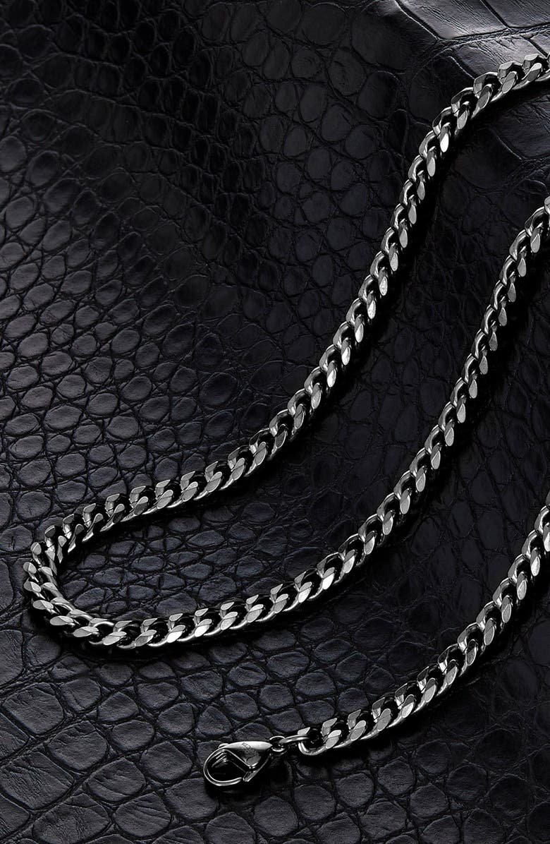 INVICTA Mens' 6mm Curb Link Chain Necklace, Alternate, color, Black