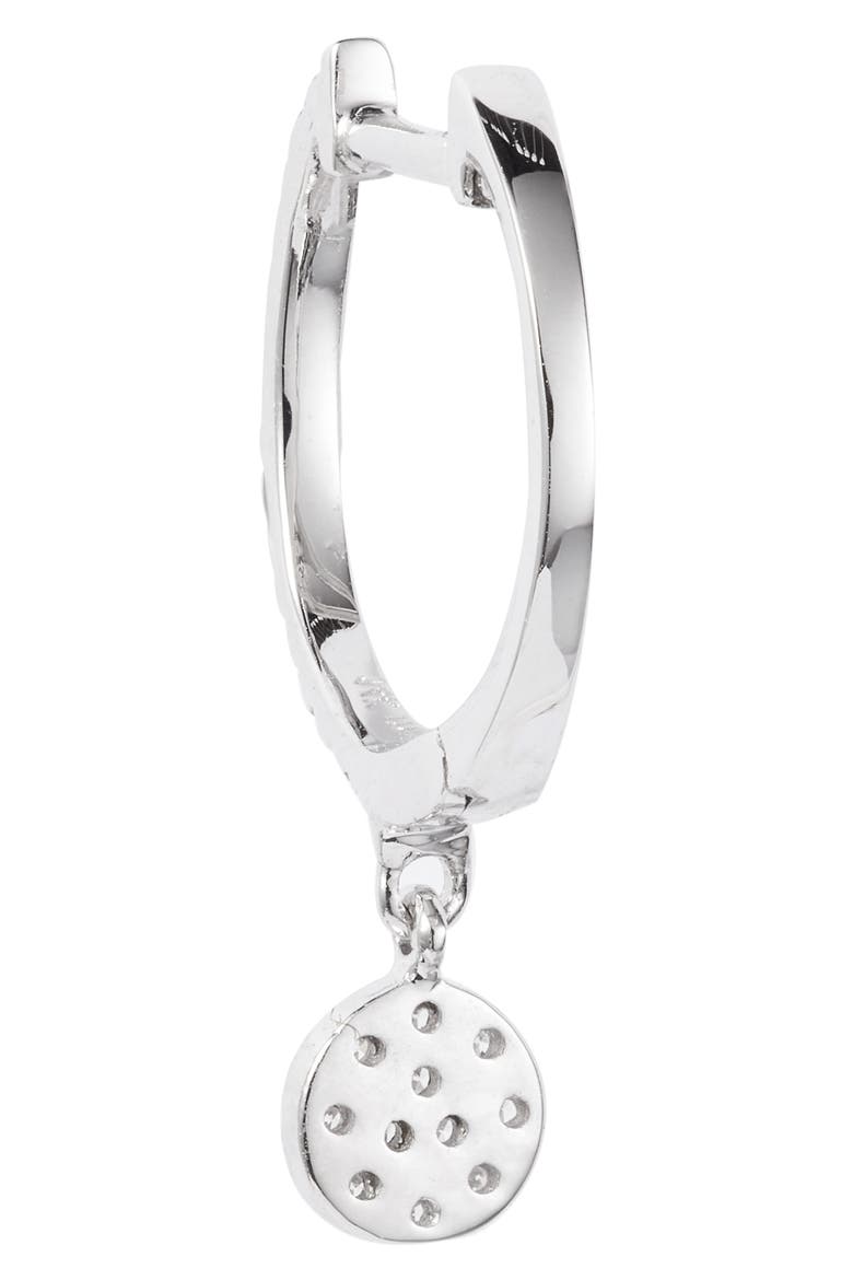 Diamond Disc Drop Huggie Hoop Earrings, Alternate, color, SILVER