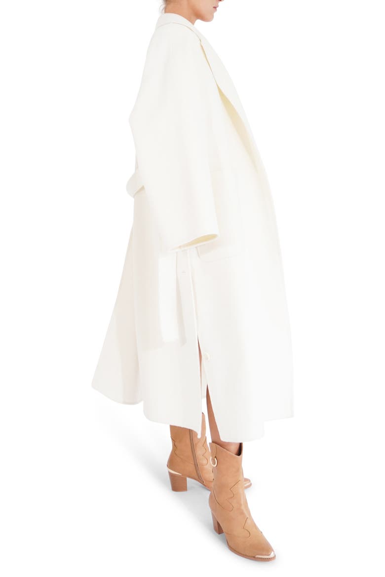 Wide Awake Split Hem Wool Blend Coat, Alternate, color, CREAM