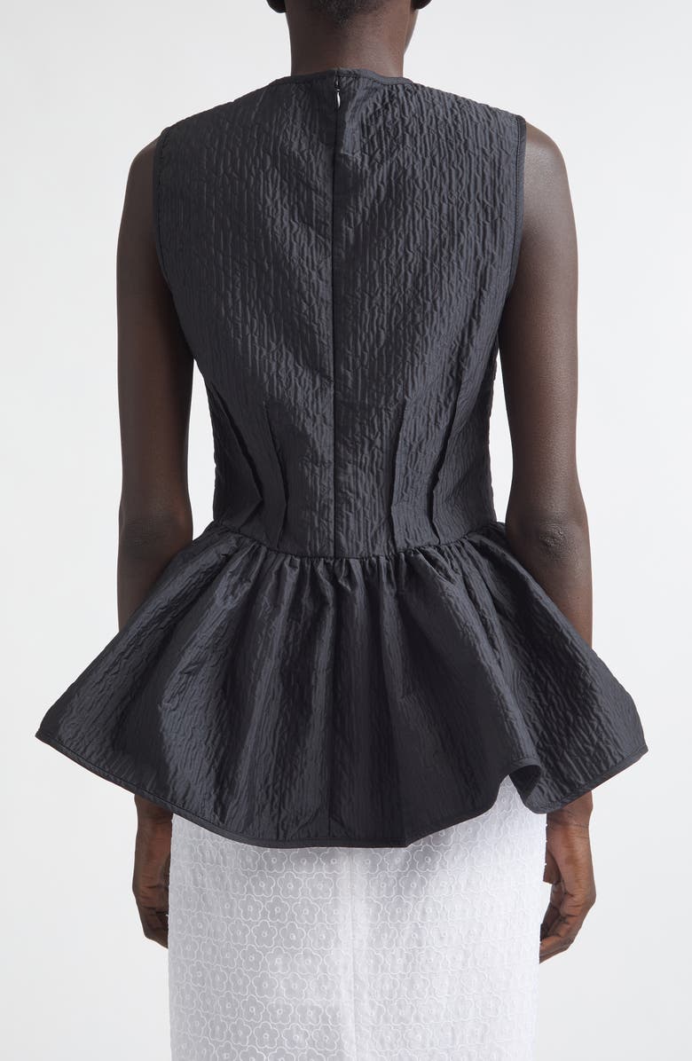 Cecilie Bahnsen CBdaimi Stria Matelassé Peplum Top, Alternate, color, Black