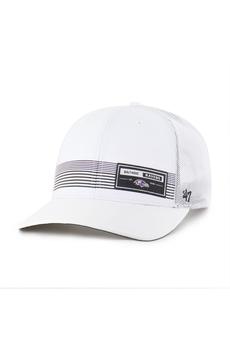Men's '47 White Baltimore Ravens Rangefinder Trucker Adjustable Hat, Main, color, White