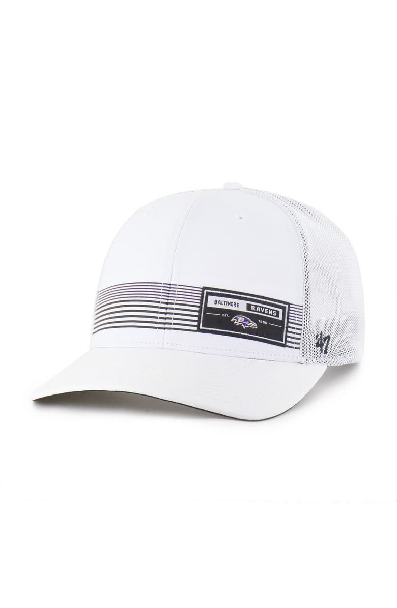 '47 Men's '47 White Baltimore Ravens Rangefinder Trucker Adjustable Hat, Main, color, White