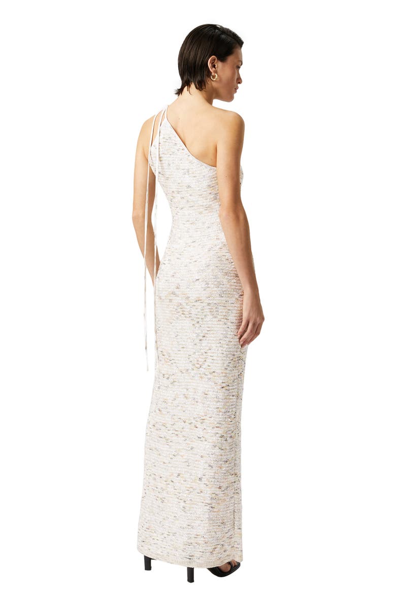 Missoni Long One-shoulder Dress In Slub Knit With Sequins, Alternate, color, White & Beige