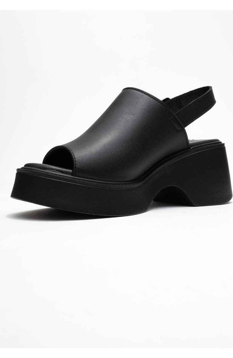 Forever & Always Shoes Power Leather Platform Wedge Sandals, Alternate, color, Black