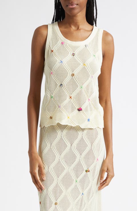 Cotton Lattice Stitch Sweater Tank