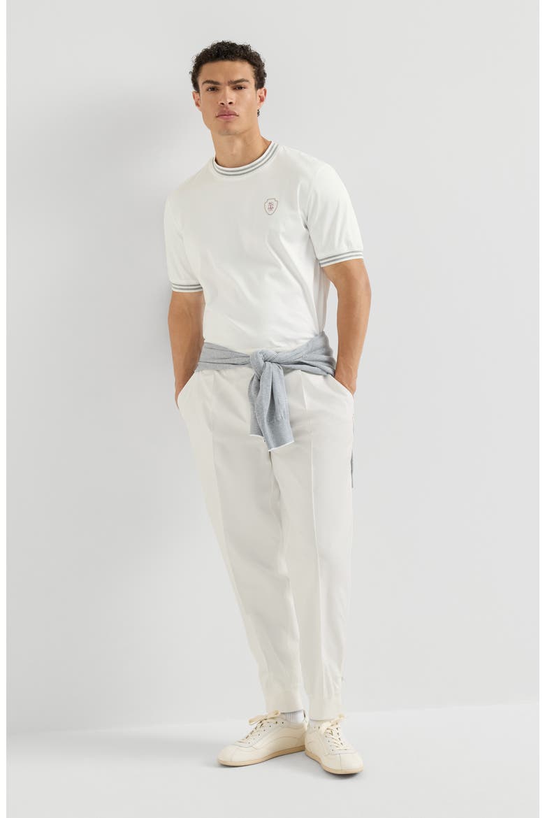 Nylon trousers with tabbed waistband, Crête detail and elasticated zipper cuffs, Alternate, color, White