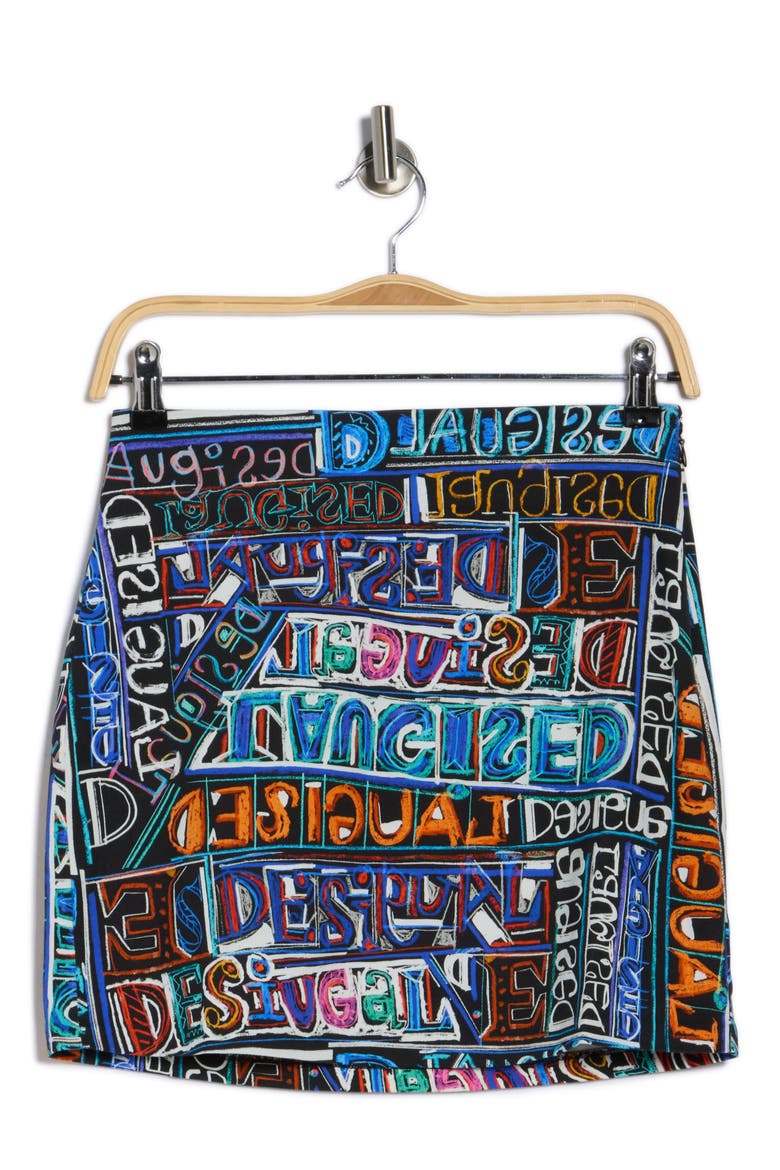 Logo Print Miniskirt, Alternate, color, BLACK