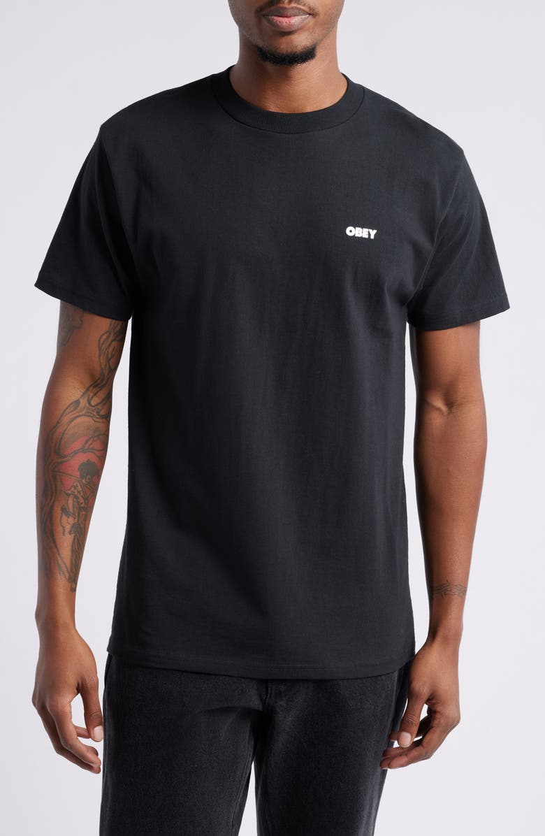 Obey Drink Crude Oil Cup Graphic T-Shirt, Main, color, 