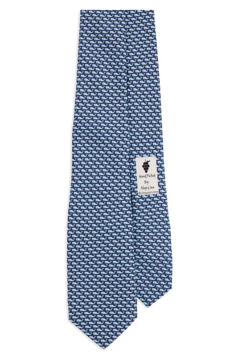 Kids' Vineyard Whale Silk Tie, Main, color, NAVY