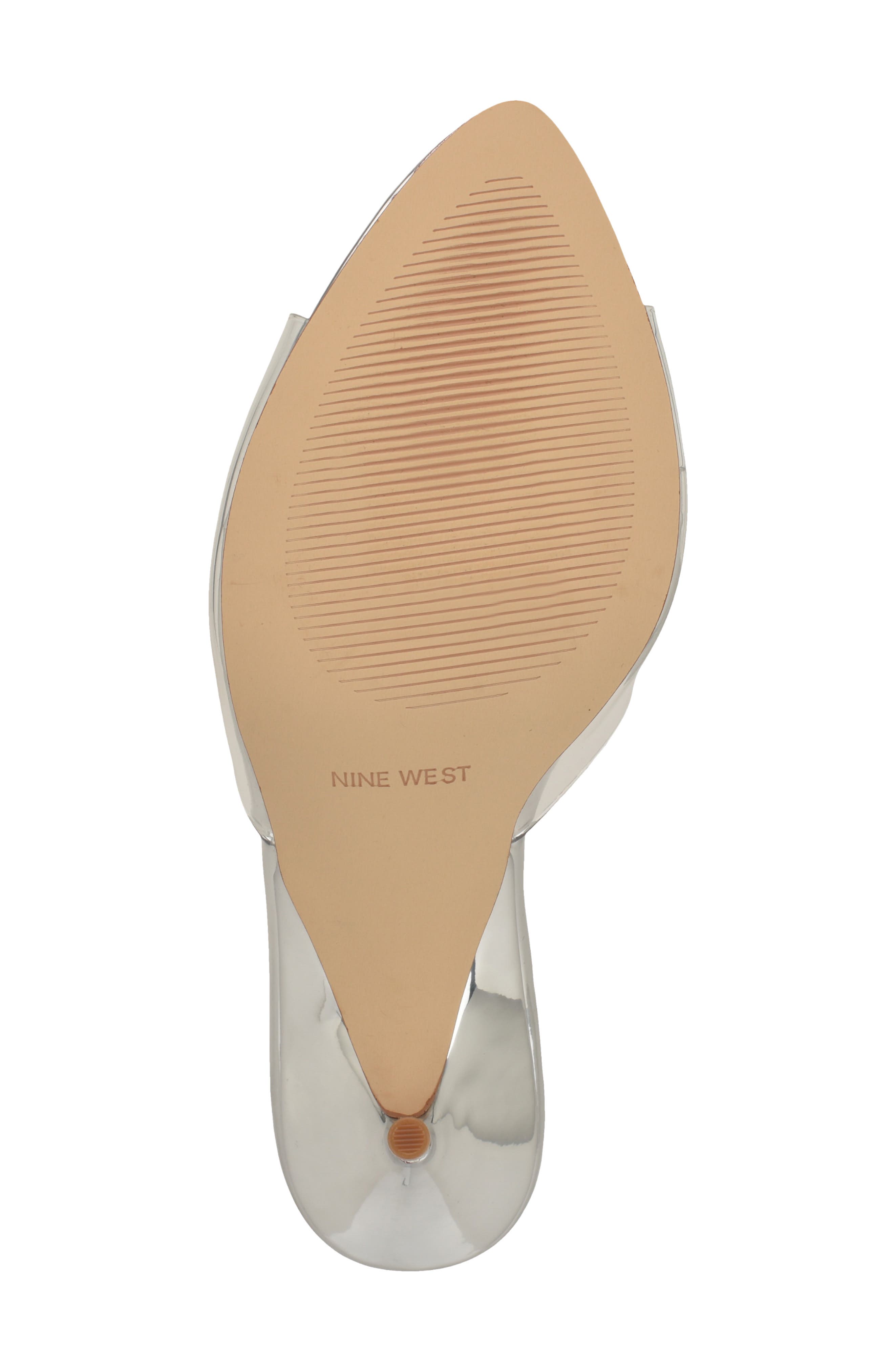 Nine West Vella Pointed Toe Slide Sandal, Alternate, color, Clear Silver