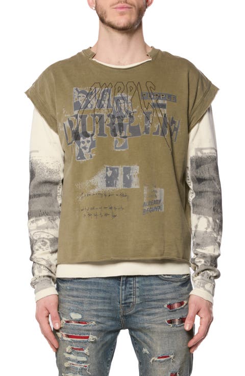 Two-Layer Long Sleeve Graphic T-Shirt