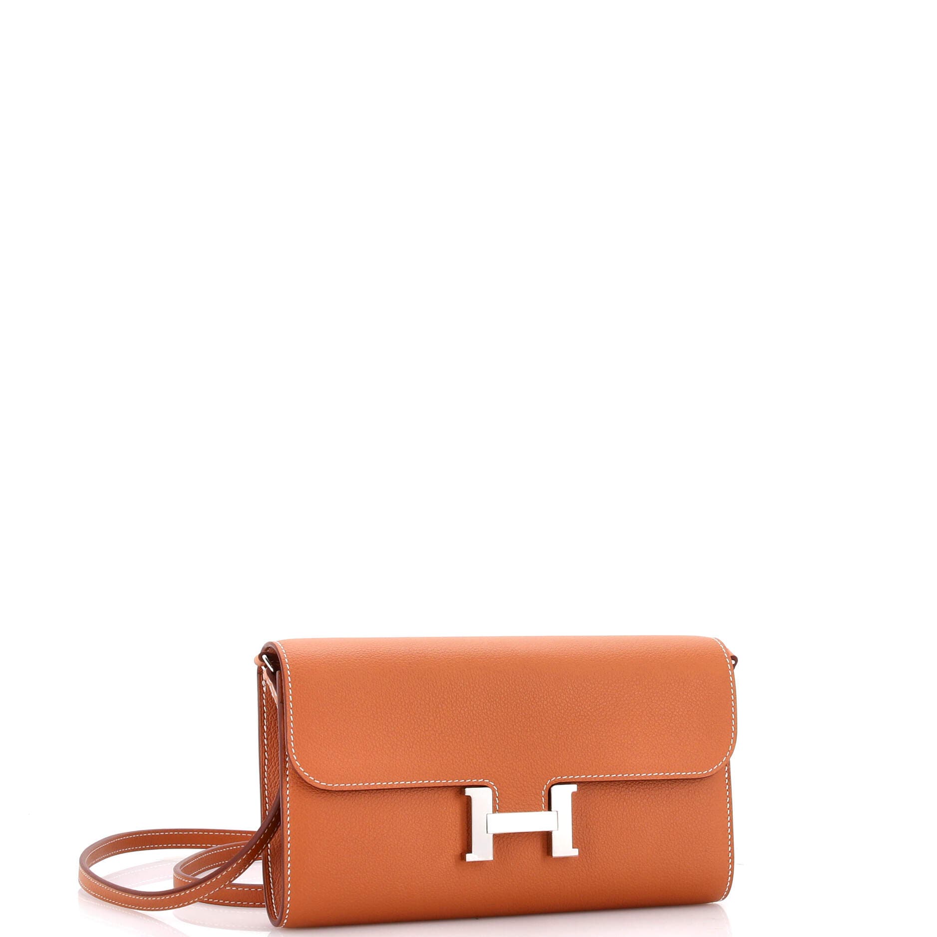 Pre-Owned Hermes Constance To Go Wallet Evercolor, Alternate, color, Gold