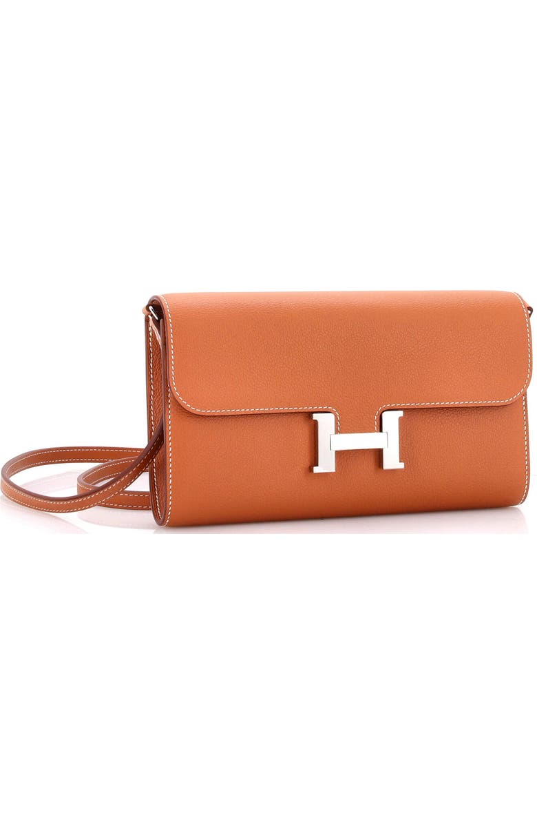 Pre-Owned Hermes Constance To Go Wallet Evercolor, Alternate, color, Gold