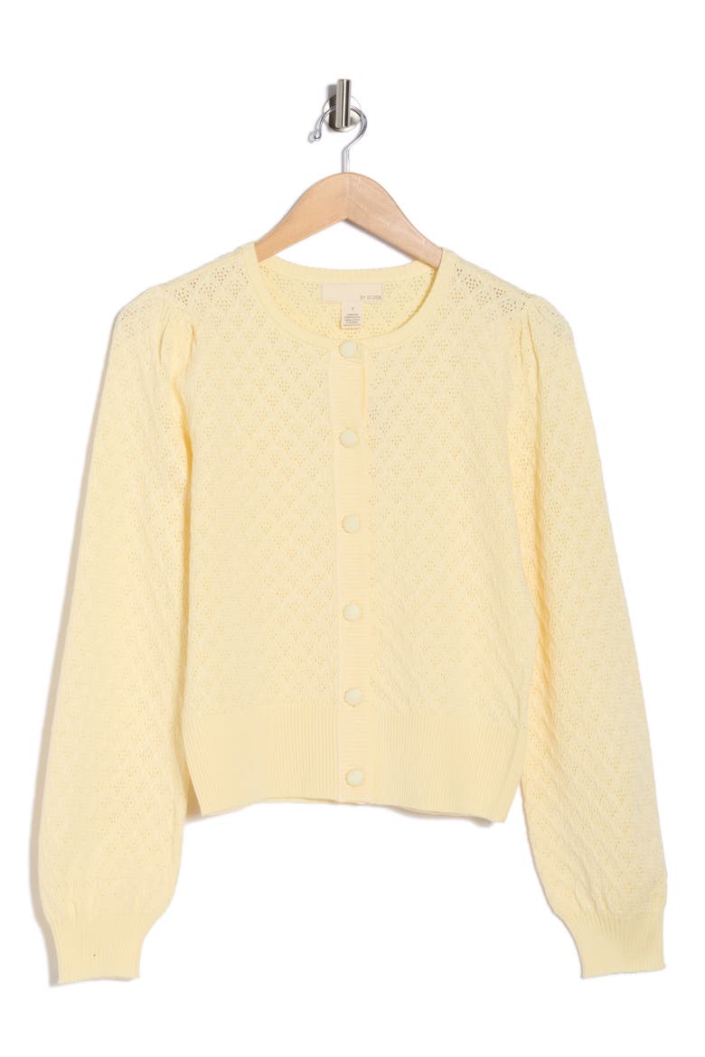 Eileen Pointelle Knit Cardigan, Main, color, PASTEL YELLOW
