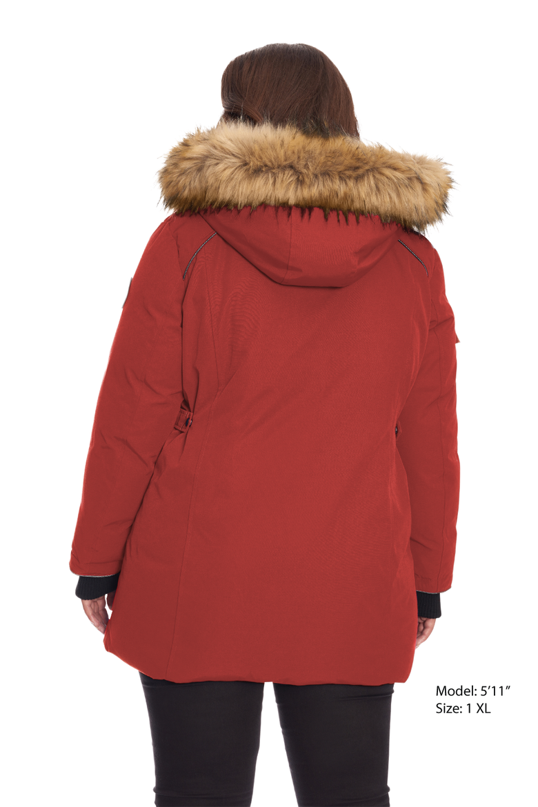 GLACIER PLUS SIZE - Vegan Down Classic Winter Parka Jacket, Alternate, color, CRIMSON