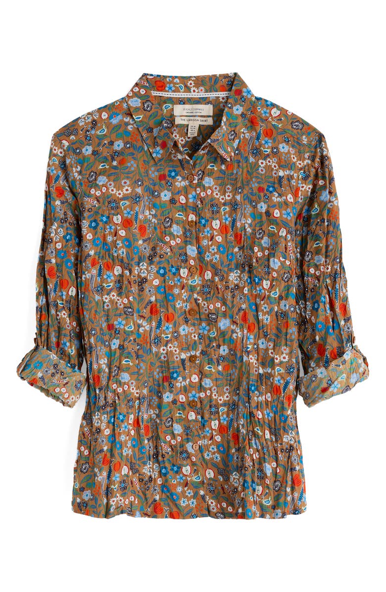 Seasalt Cornwall Larissa Floral Organic Cotton Button-Up Shirt, Alternate, color, Still Life Basket