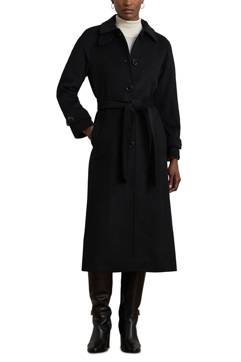 Wool Blend Trench Coat, Main, color, BLACK
