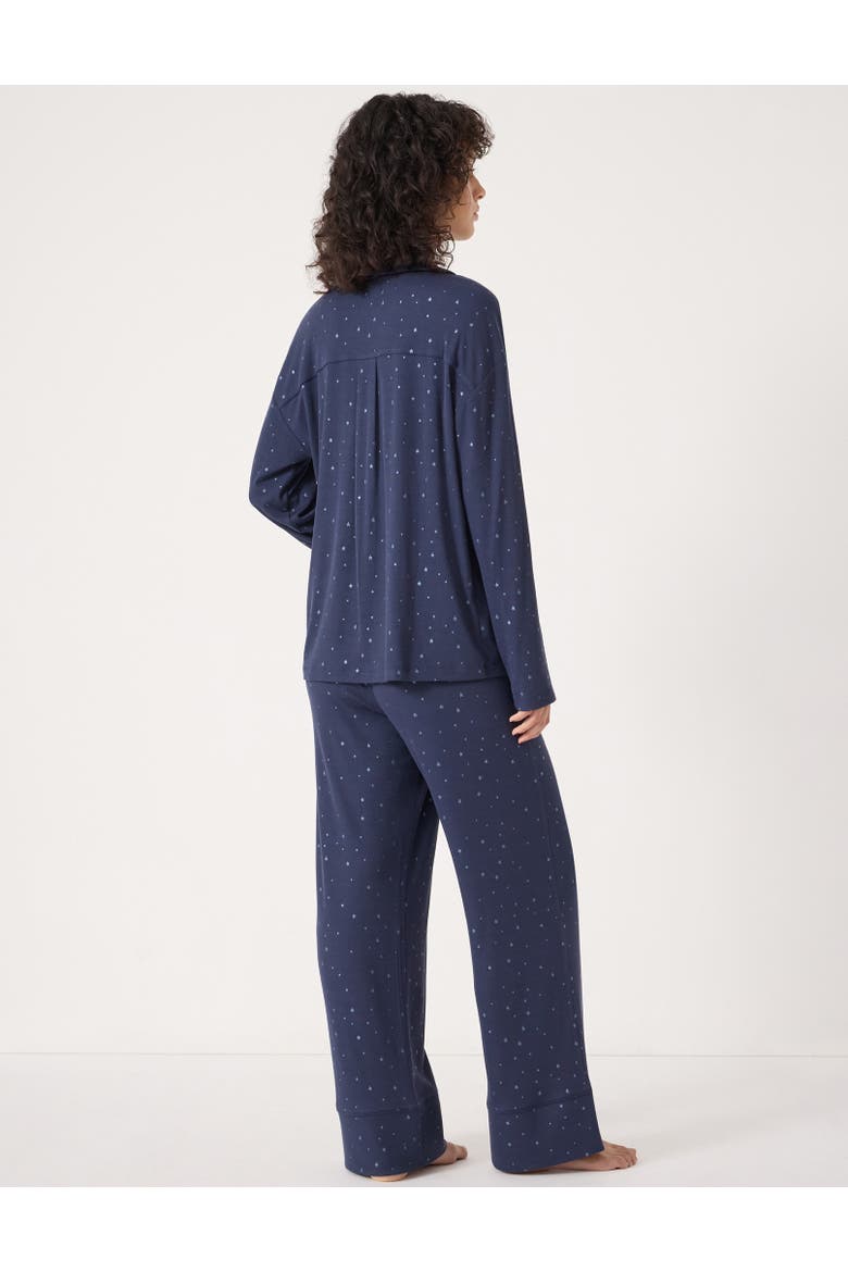 Ribbed Modal Star Printed Pyjamas, Alternate, color, Dark Navy