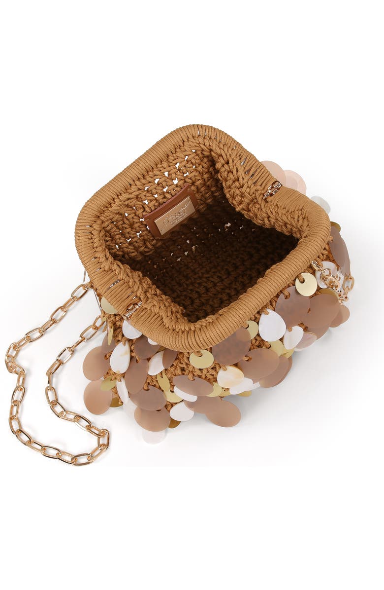 Jewel Badgley Mischka Marigold Crochet Corded Pouch Clutch w. Payette, Alternate, color, Gold