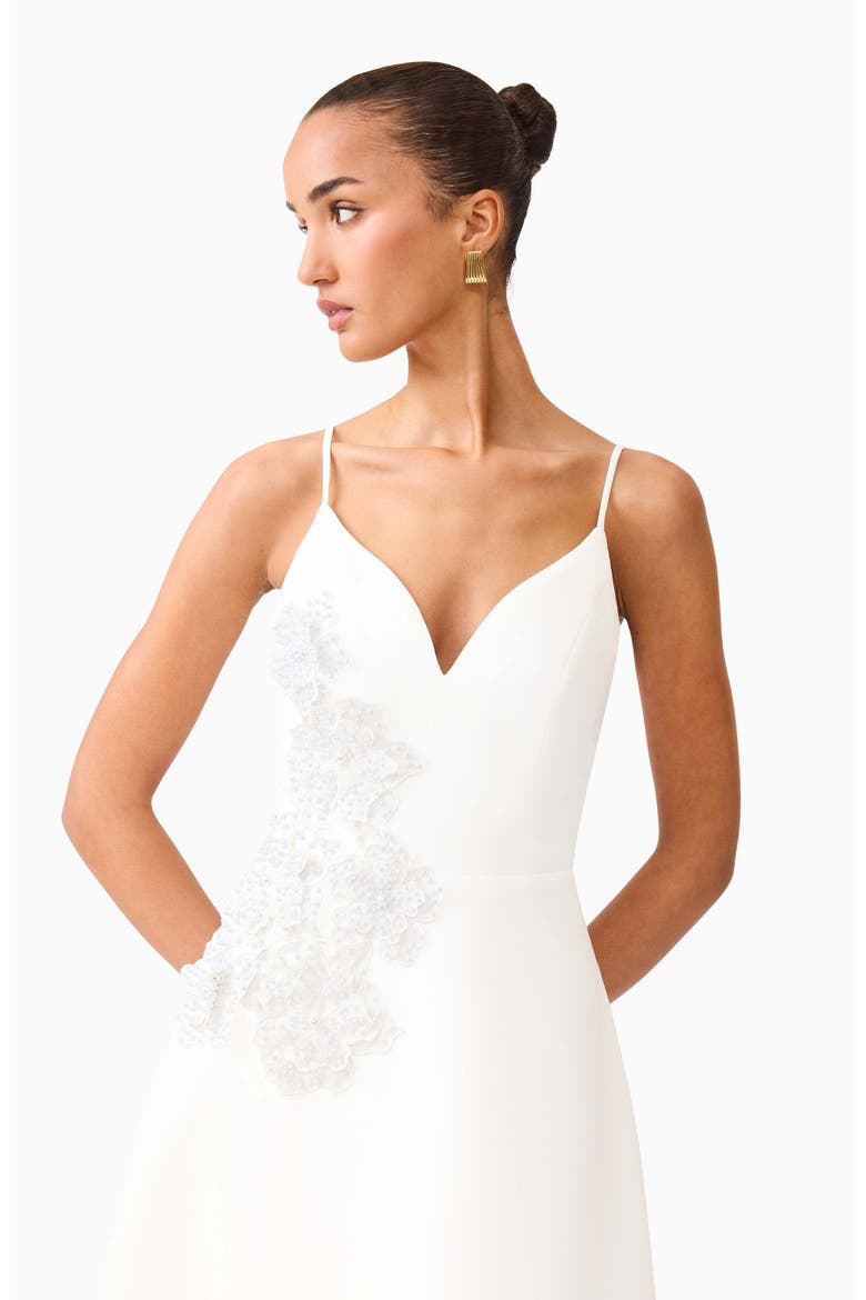 Stella Floral Embellished A-Line Gown, Alternate, color, WHITE