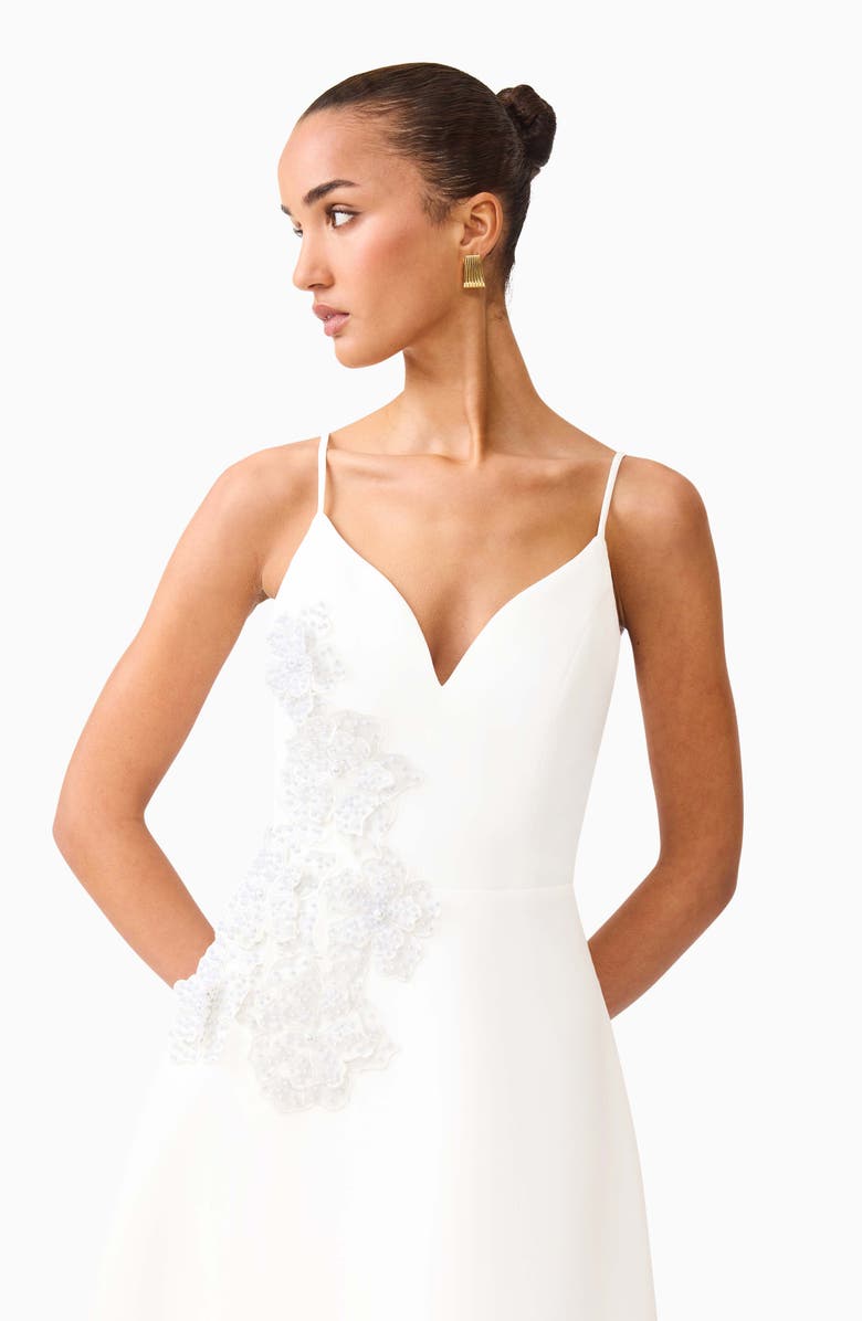 Elliatt Stella Floral Embellished A-Line Gown, Alternate, color, White