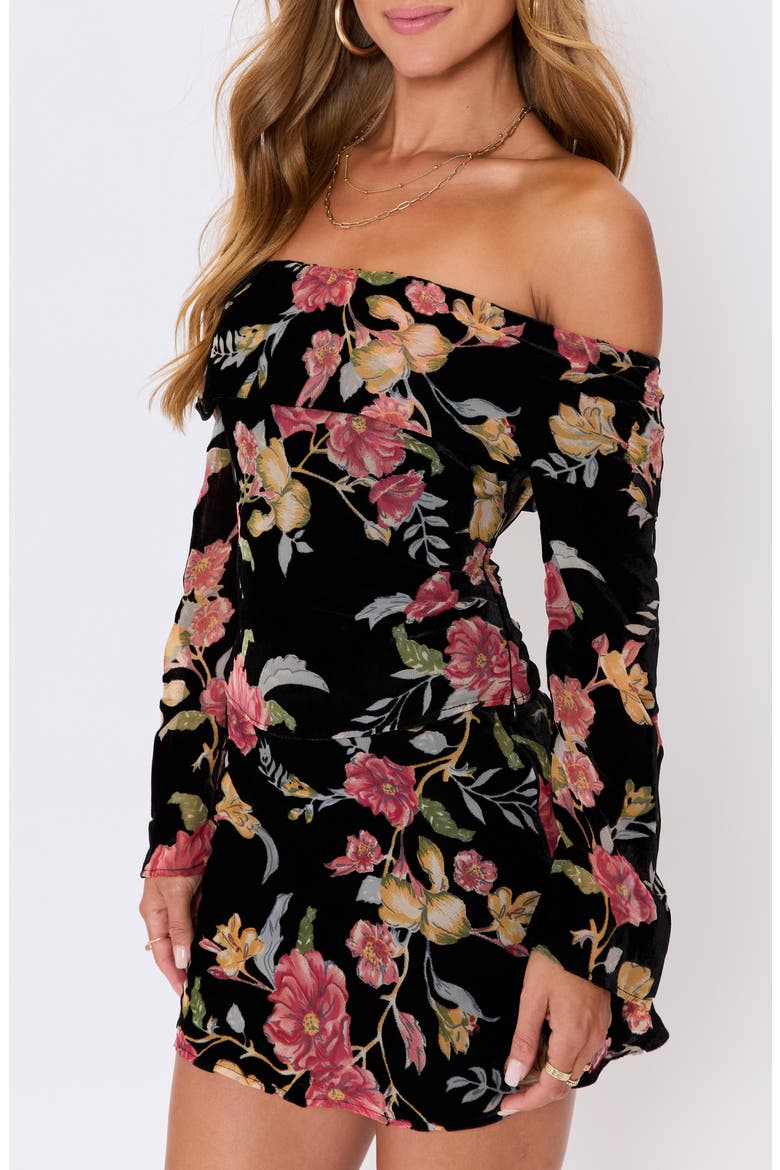 Rowan Floral Off the Shoulder Top, Alternate, color, BLACK FLORAL