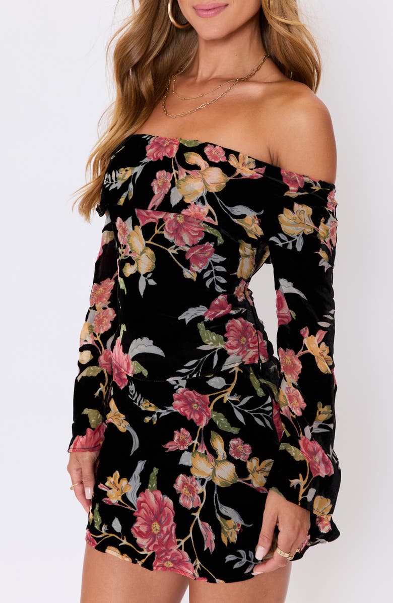 VICI Collection Rowan Floral Off the Shoulder Top, Alternate, color, Black Floral