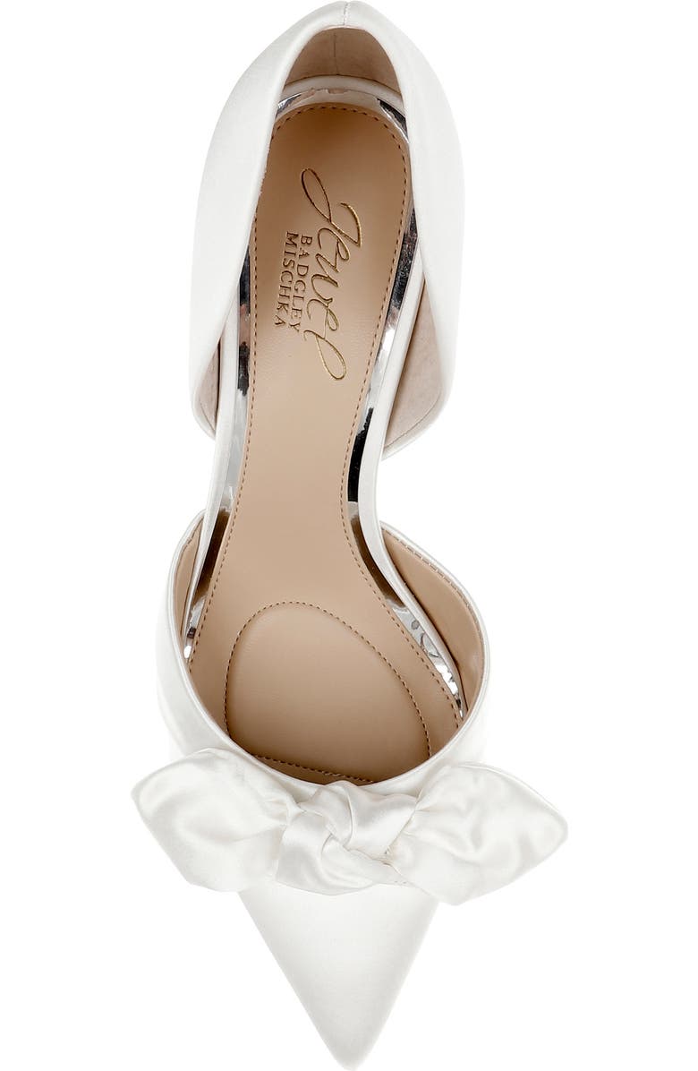 Jewel Badgley Mischka Emelia d'Orsay Pointed Toe Pump, Alternate, color, Ivory Satin