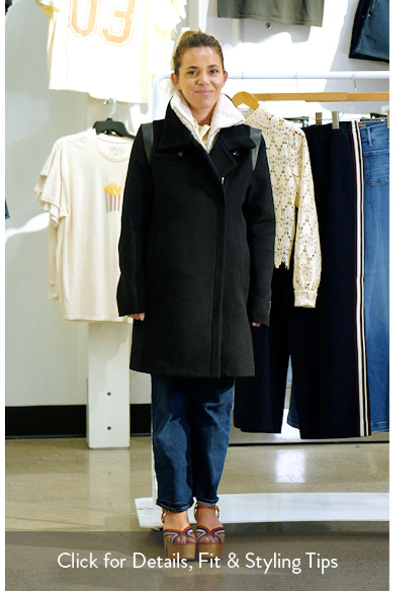 Kiana Wool Blend Coat with Removable Faux Shearling Bib video