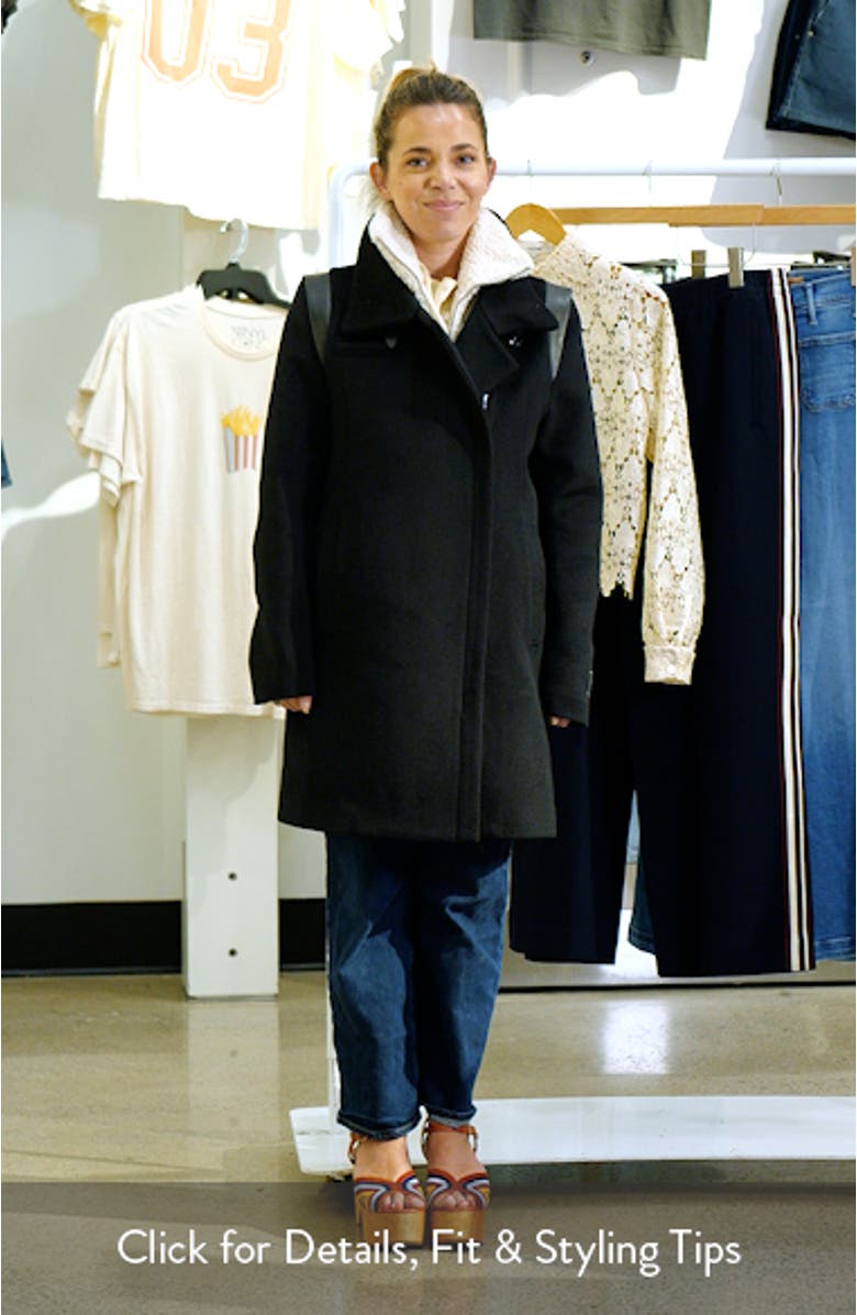 Kiana Wool Blend Coat with Removable Faux Shearling Bib, sales video thumbnail