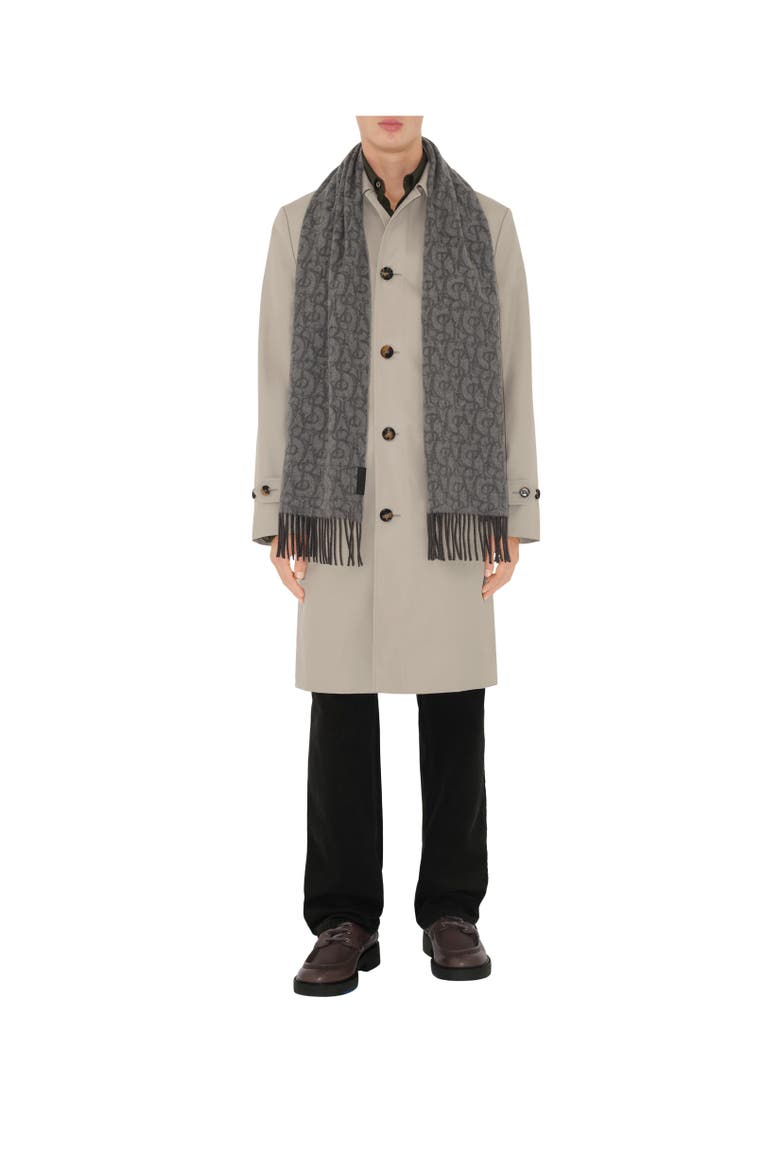 B Charm Cashmere Scarf, Alternate, color, Iron grey