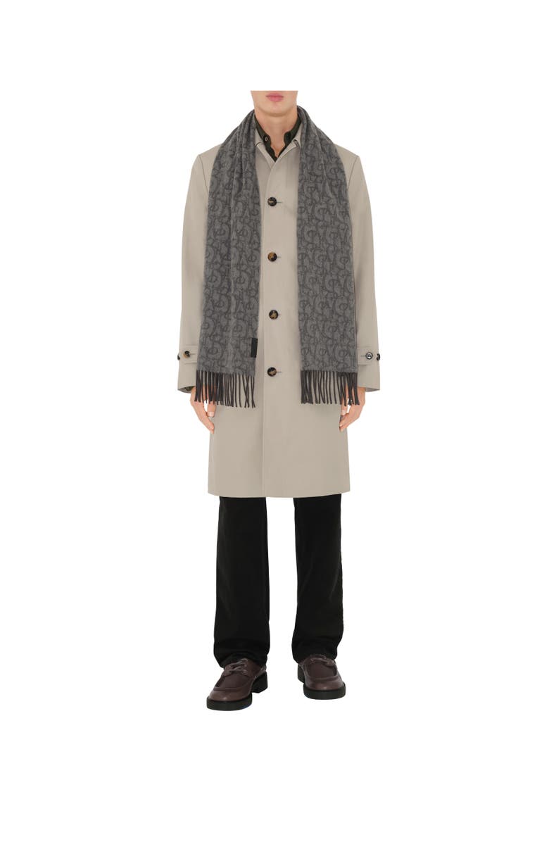 Burberry B Charm Cashmere Scarf, Alternate, color, Iron Grey