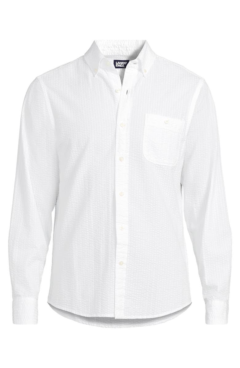 Lands' End Long Sleeve Seersucker Shirt, Alternate, color, White