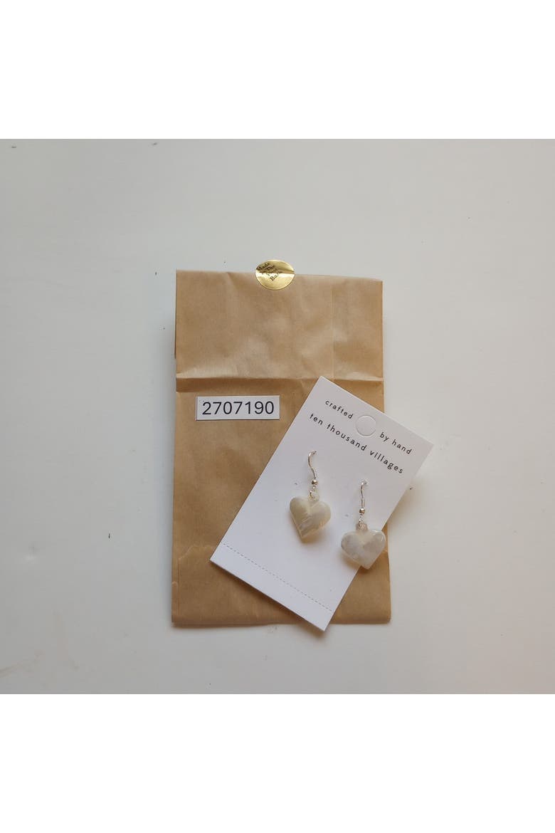 Mother of Pearl Heart Drop Earrings, Alternate, color, Silver