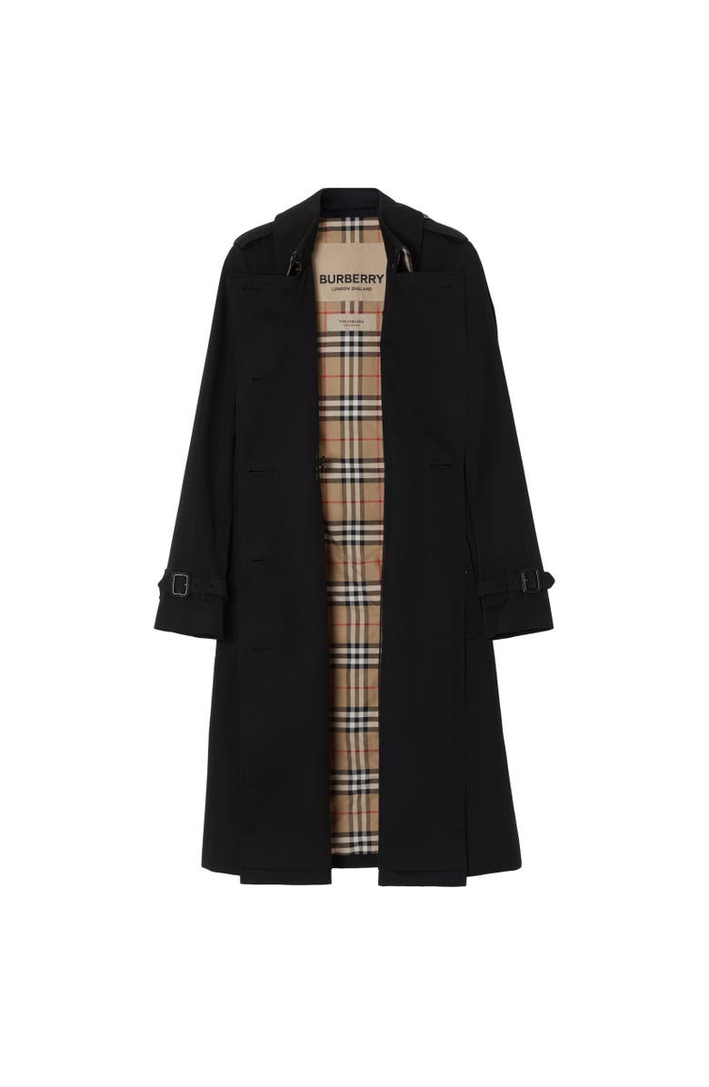 Burberry Long Chelsea Heritage Trench Coat, Alternate, color, Black
