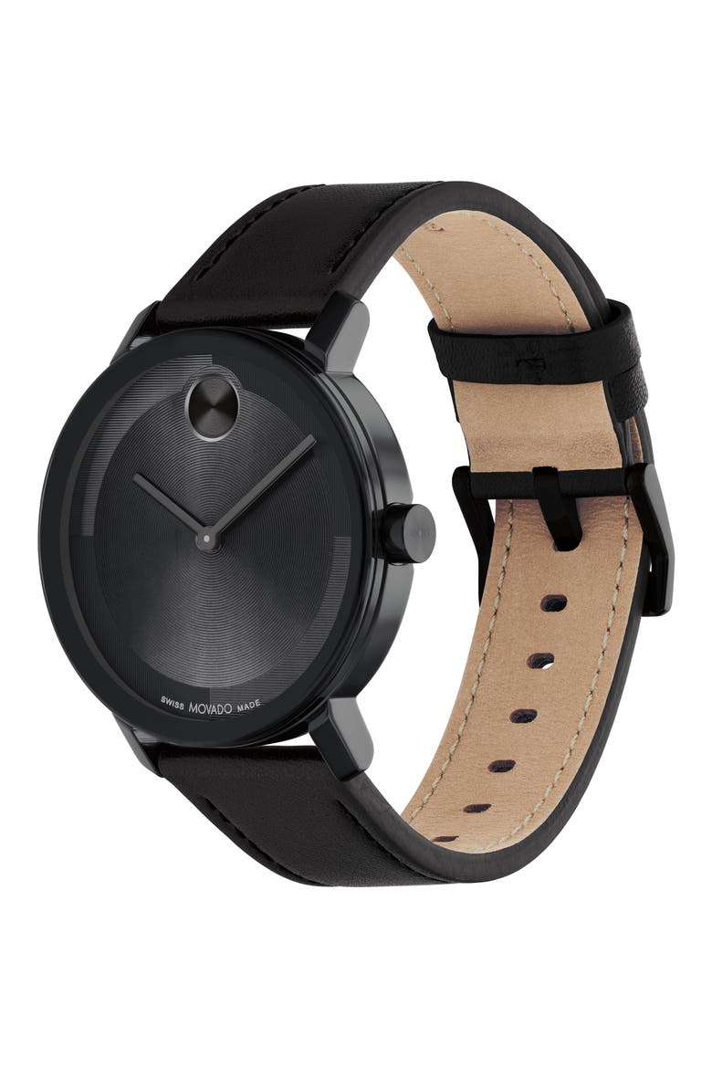 Bold Evolution 2.0 Leather Strap Watch, 40mm, Alternate, color, BLACK