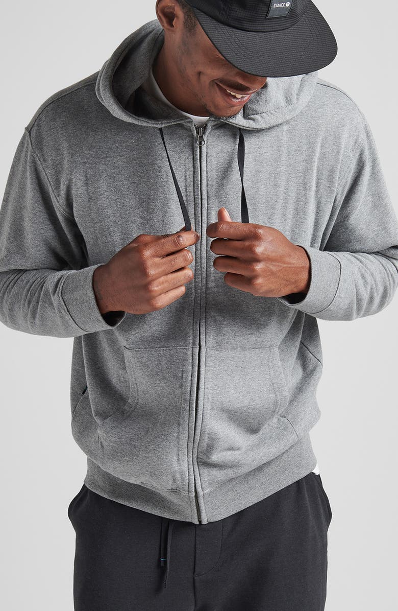 Stance Shelter Zip-Up Hoodie, Main, color, Grey Heather