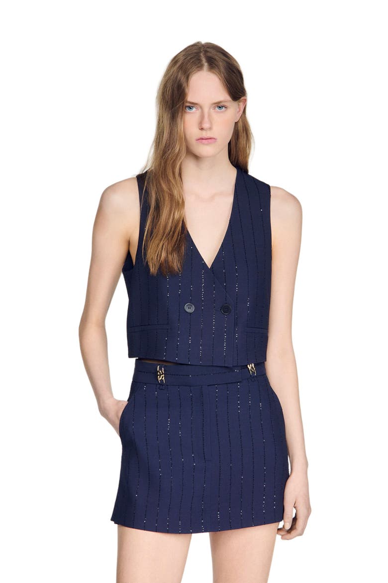 Waistcoat-style top, Alternate, color, Dark navy