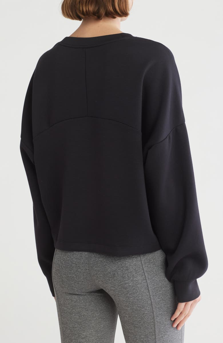 Z by Zella Whisper Knit Easy Crew Sweatshirt, Alternate, color, Black